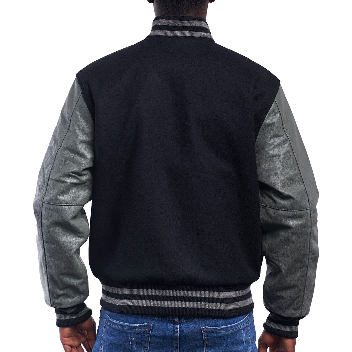 Varsity Jacket For Baseball Letterman Of Grey Wool And Snake Skin Looking  Cowhide Leather Sleeves (XXS, Grey) at  Men's Clothing store