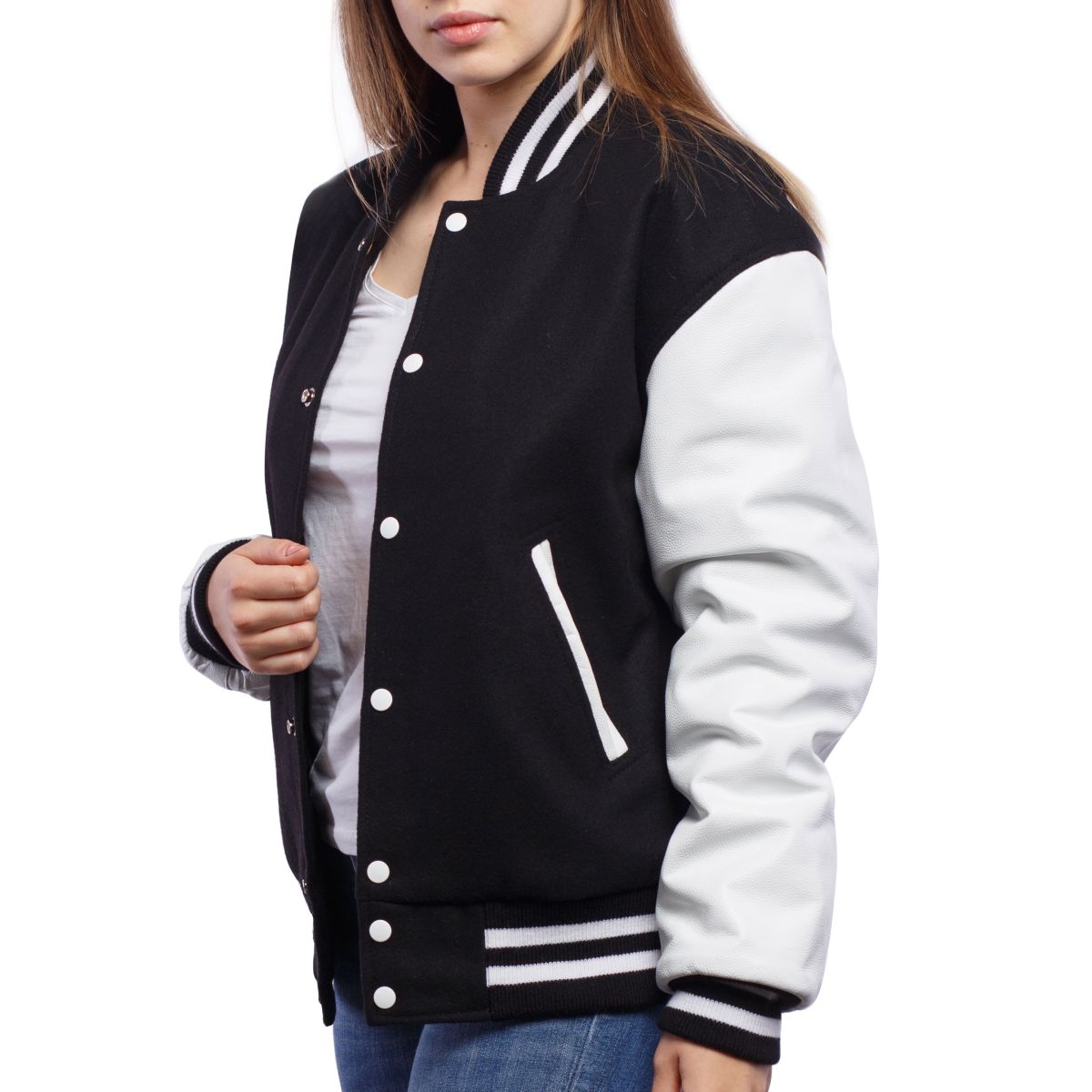 Off-White Wool and Leather Varsity Jacket - 40 Black