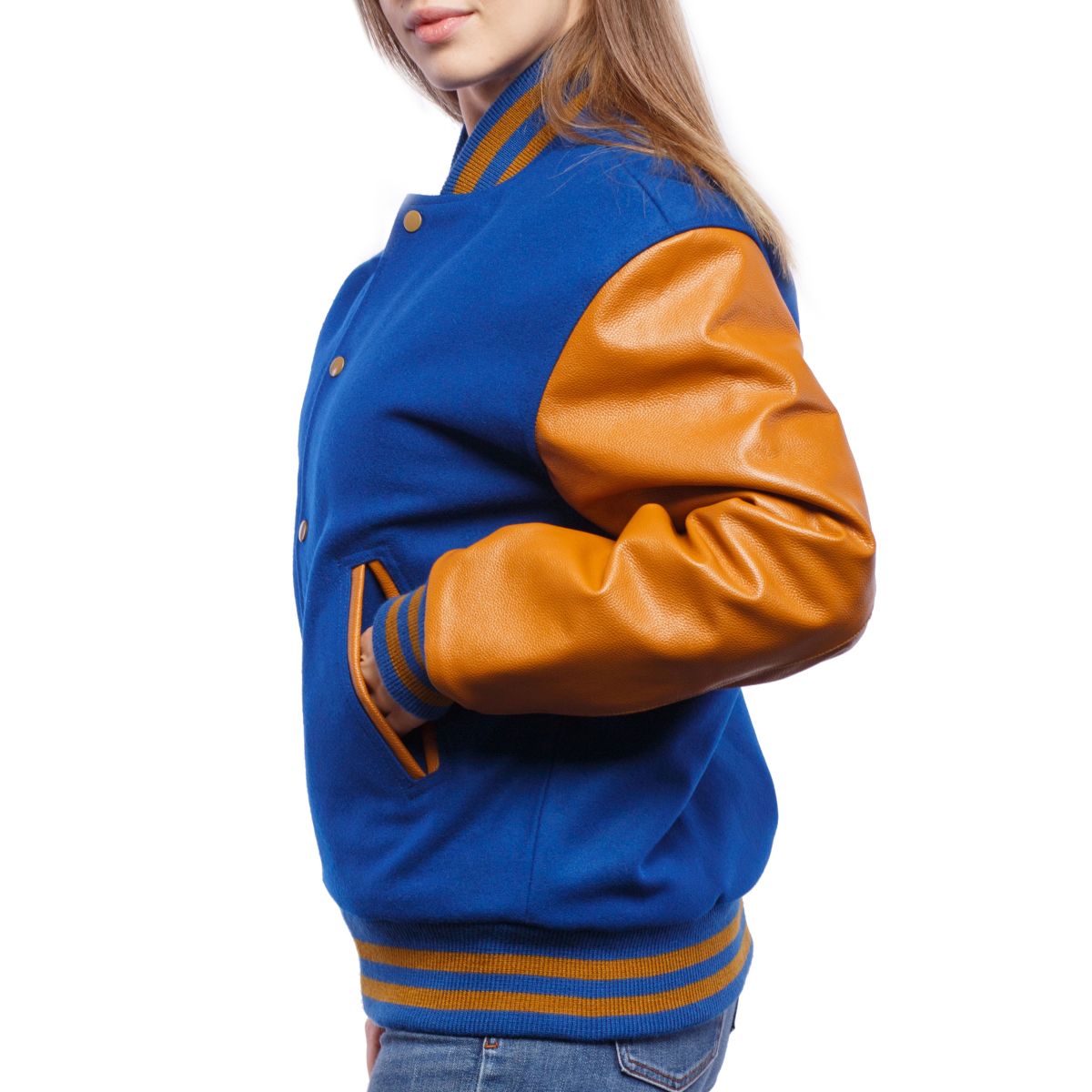 New Varsity Letterman Royal Blue wool & Yellow Genuine Leather