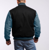 Black Wool Body & Columbia blue Leather Sleeves Letterman Jacket