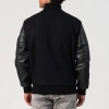 Black Wool & Genuine Leather Varsity Letterman Jacket