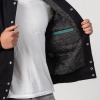 Black Melton Wool Body & Teal Leather Sleeves Letterman Jacket