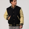 Black Melton Wool Body & Vegas Gold Leather Sleeves Letterman Jacket