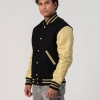 Black Melton Wool Body & Vegas Gold Leather Sleeves Letterman Jacket