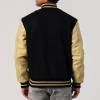 Black Melton Wool Body & Vegas Gold Leather Sleeves Letterman Jacket