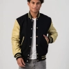 Black Melton Wool Body & Vegas Gold Leather Sleeves Letterman Jacket