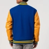 Bright Royal Body & Bright Gold Leather Sleeves Letterman Jacket