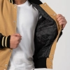 Camel Wool Body & Black Leather Sleeves Letterman Jacket