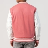 Pink Wool Body & Bright White Leather Sleeves Letterman Jacket