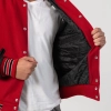 Scarlet Red Body & Black Sleeves Letterman Jacket With Feathered Knit Trim