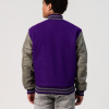 Purple Body & Grey Leather Sleeves Letterman Jacket