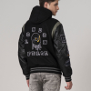 London All Black Online Exclusive Letterman Jacket