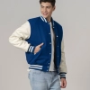 All-Wool Customizable Letterman Jacket in Bright Royal & White