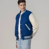 All-Wool Customizable Letterman Jacket in Bright Royal & White