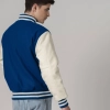 All-Wool Customizable Letterman Jacket in Bright Royal & White