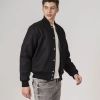 All-Wool Customizable Letterman Jacket in Sleek All-Black