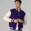 All-Wool Customizable Letterman Jacket in Purple & White