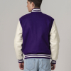 All-Wool Customizable Letterman Jacket in Purple & White