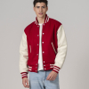 All-Wool Customizable Letterman Jacket in Scarlet Red & White