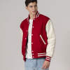 All-Wool Customizable Letterman Jacket in Scarlet Red & White