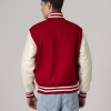 All-Wool Customizable Letterman Jacket in Scarlet Red & White