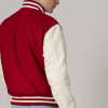 All-Wool Customizable Letterman Jacket in Scarlet Red & White