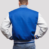 Blue Wool & White Genuine Leather Varsity Letterman Jacket