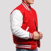 Red Wool & White Genuine Leather Varsity Letterman Jacket