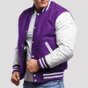 Purple Wool Body & Bright White Leather Sleeves Letterman Jacket