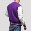 Purple Wool Body & Bright White Leather Sleeves Letterman Jacket