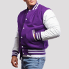 Purple Wool Body & Bright White Leather Sleeves Letterman Jacket