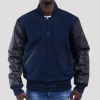 High Royal Wool Body & Black Leather Sleeves Letterman Jacket