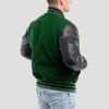 Kelly Green Wool Body & Black Leather Sleeves Letterman Jacket