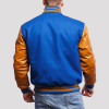 Bright Royal Wool & Old Gold Genuine Leather Varsity Letterman Jacket