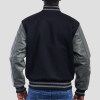 Black Wool Body & Grey Leather Sleeves Letterman Jacket