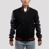 All Black with Orange Stripes Letterman Jacket