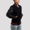 All Black with Orange Stripes Letterman Jacket