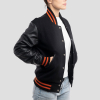 All Black with Orange Stripes Letterman Jacket