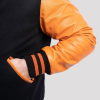 Black Wool Body & Orange Leather Sleeves Letterman Jacket