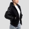 Black Wool Body & Black Sleeves Hoodie Letterman Jacket