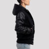 Black Wool Body & Black Sleeves Hoodie Letterman Jacket