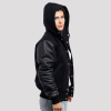 Black Wool Body & Black Sleeves Hoodie Letterman Jacket