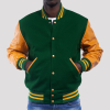 Kelly Green Wool Body & Bright Gold Sleeves Letterman Jacket