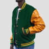 Kelly Green Wool Body & Bright Gold Sleeves Letterman Jacket