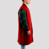 Scarlet Wool Body & Black Leather Sleeves Letterman Coat