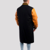 Black Wool Body & Old Gold Sleeves Letterman Coat