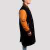 Black Wool Body & Old Gold Sleeves Letterman Coat