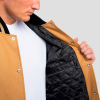 Camel Wool Body & Black Leather Sleeves Letterman Coat