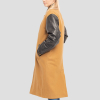 Camel Body & Black Sleeve Letterman Coat