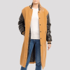 Camel Body & Black Sleeve Letterman Coat